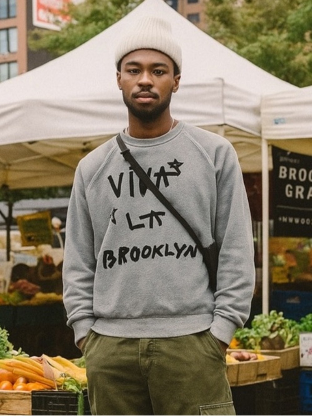Gray Crewneck Sweater VIVA LA BROOKLYN Size L